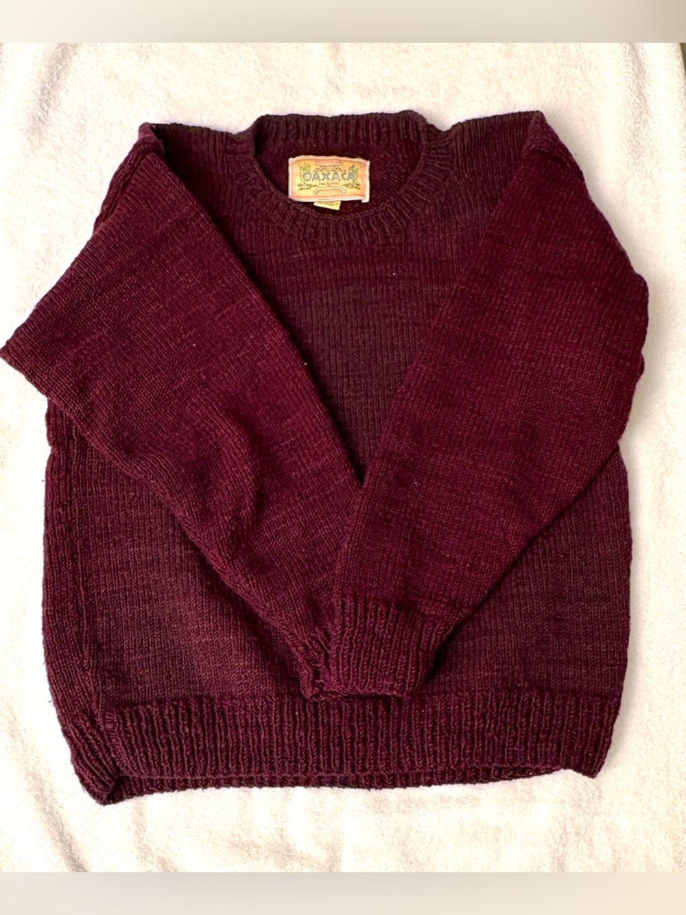 Vintage Oaxaca Handmade Wool Sweater Mens Medium Chunky Knit Made in Mexico